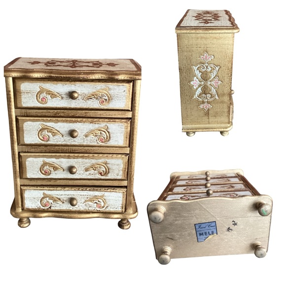 🚨Final Sale🚨 Vintage Mele Wooden MusicalJewelry Chest Box w/ 4 Draws